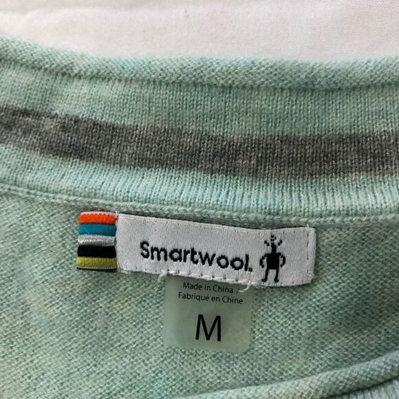 Smartwool womens M pullover crewneck long sleeve sweater light blue side stripe - Picture 3 of 10